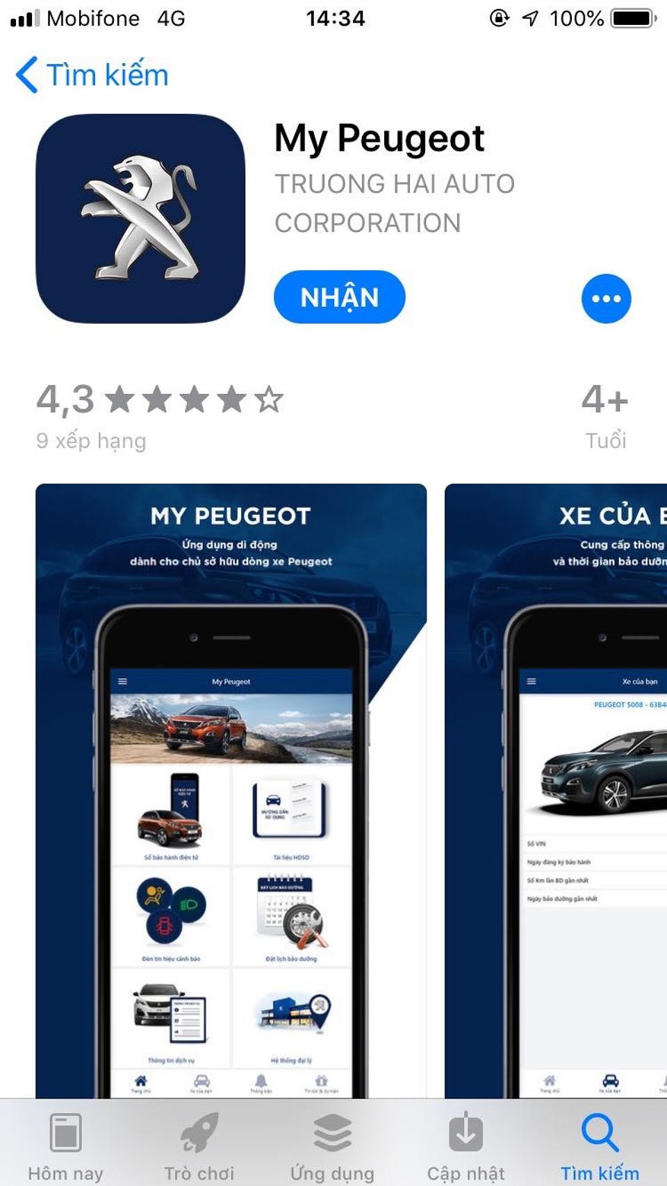 Cách dùng ứng dụng "My Peugeot" của Thaco để đặt lịch bảo dưỡng xe 3a