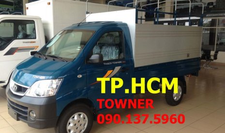 Thaco TOWNER 950A 2016 - TP. HCM bán Towner 950A mới màu, xanh làm, thùng mui bạt tôn đen